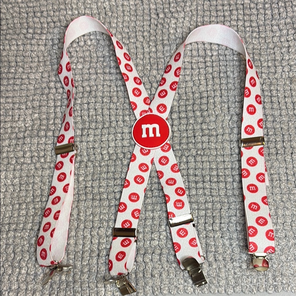 M&M'S Red and White Suspenders with Adjustable Straps